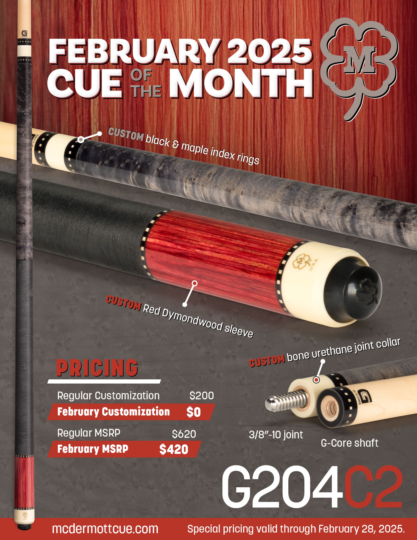 G204C2 February 2025 McDermott Cue Of The Month 